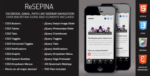Resepina Mobile Retina HTML5 & CSS3 And IWebApp